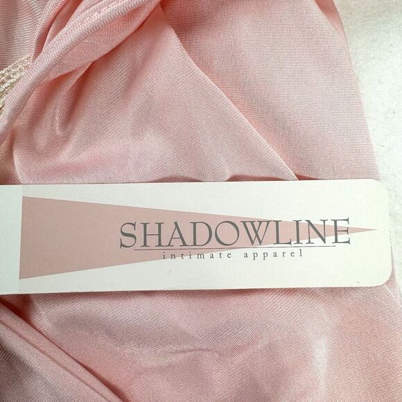 NWT VTG Shadowline Pink Nylon Nightgown 3X Lace Applique V-Neck Cap Sleeves 41" - Picture 14 of 16